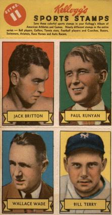 1937 Kellogg's Pep Sports Stamps - Unseparated Panels #11 Jack Britton / Paul Runyan / Wallace Wade / Bill Terry Front