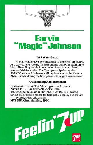 1981 7-Up Jumbo Cards #NNO Magic Johnson Back