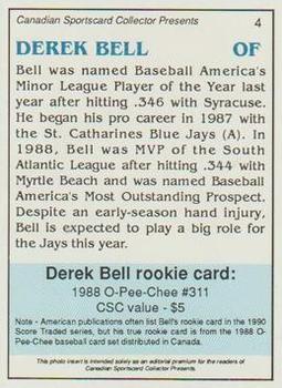 1992 Canadian Sportscard Collector #4 Derek Bell Back