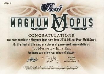 2018-19 Leaf Pearl - Magnum Opus Dual Relics #MO-05 Joe Montana / Jerry Rice Back