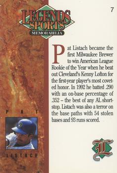 1993 Legends Sports Memorabilia #7 Pat Listach Back