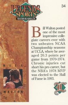 1993 Legends Sports Memorabilia #34 Bill Walton Back