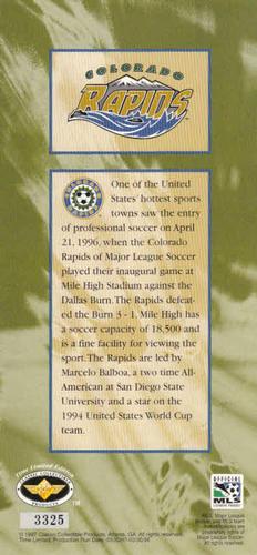 1997 Classic Collectible Time Limited Edition #NNO Colorado Rapids Back