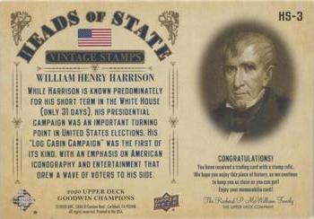2020 Upper Deck Goodwin Champions - Heads of State Stamp Relics #HS-3 William Henry Harrison Back