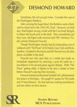 1992 D&B Publications The Sports Report #27 Desmond Howard Back