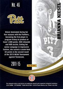 2016 Panini Pittsburgh Panthers - Silver #46 Brianna Kiesel Back