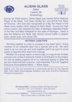 2010 The Second Mile Penn State Nittany Lions Winter Sports #NNO Alisha Glass Back