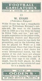 1935 Ogden's Football Caricatures #13 Willie Evans Back