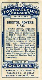 1906 Ogden's Football Club Colours #2 Bristol Rovers Back
