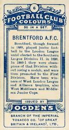 1906 Ogden's Football Club Colours #6 Brentford Back