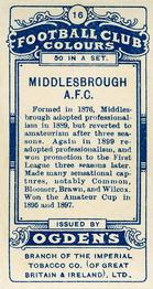 1906 Ogden's Football Club Colours #16 Middlesbrough Back