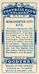 1906 Ogden's Football Club Colours #39 Manchester City Back