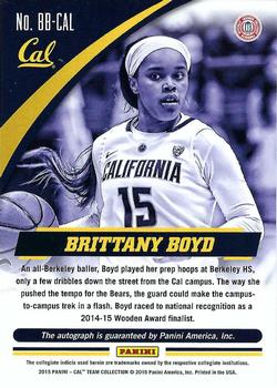 2015 Panini California Golden Bears - Autographs #BB-CAL Brittany Boyd Back