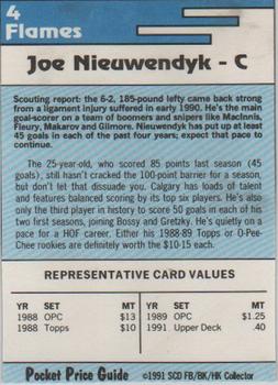 1991 SCD Pocket Price Guide #4 Joe Nieuwendyk Back