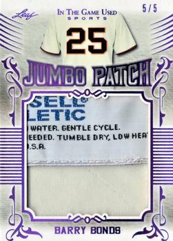 2020 Leaf In The Game Used Sports - Jumbo Patch Relics Purple Spectrum Foil #JP-05 Barry Bonds Front