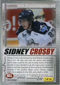 2003 All Sports Magazine - Platinum #NNO Sidney Crosby Back