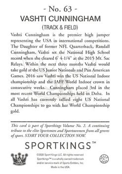 2021 Sportkings Volume 2 #63 Vashti Cunningham Back