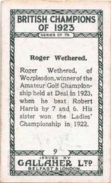 1924 Gallaher British Champions of 1923 #9 Roger Wethered Back