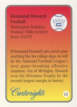 1992 Cartwrights Players Choice - Blue Foil #15 Desmond Howard Back