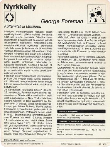 1978 Sportscaster Series 19 Finnish #19-456 George Foreman Back