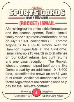 1991 Allan Kaye's Sports Cards News Magazine - Standard-Sized 1991 #4 Rocket Ismail Back