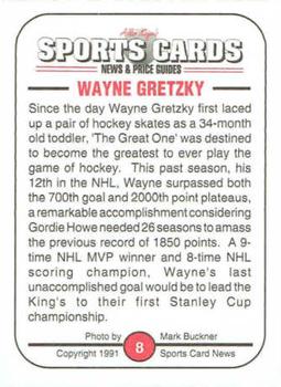 1991 Allan Kaye's Sports Cards News Magazine - Standard-Sized 1991 #8 Wayne Gretzky Back