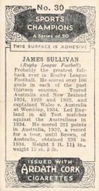 1935 Ardath Cork Sports Champions #30 James Sullivan Back