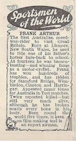 1934 Amalgamated Press Sportsmen of the World #NNO Frank Arthur Back