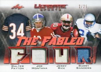 2021 Leaf Ultimate Sports - The Fabled Four Relics Bronze Spectrum Holofoil #TFF-03 Walter Payton / Joe Montana / Jerry Rice / Barry Sanders Front