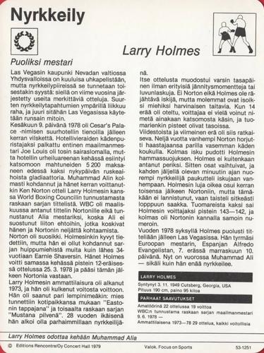 1979 Sportscaster Series 53 Finnish #53-1251 Larry Holmes Back
