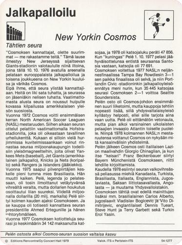 1979 Sportscaster Series 54 Finnish #54-1277 New Yorkin Cosmos Back