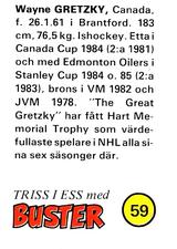 1985-86 Buster Triss I Ess #59 Wayne Gretzky Back