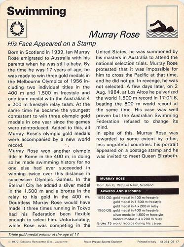 1977-80 Sportscaster Series 8 (UK) #08-17 Murray Rose Back