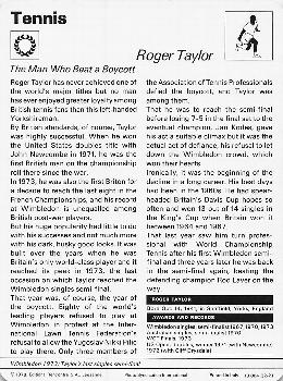 1977-80 Sportscaster Series 32 (UK) #32-21 Roger Taylor Back