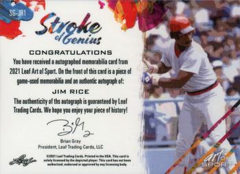2021 Leaf Art of Sport - Stroke of Genius Autographs Bronze #SG-JR1 Jim Rice Back