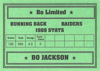 1990 Bo Limited (unlicensed) #NNO Bo Jackson Back