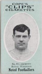 1910 Cope Brothers Noted Footballers #87 Joe Hewitt Front