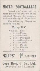1910 Cope Brothers Noted Footballers #137 Billy Hibbert Back