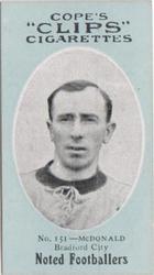 1910 Cope Brothers Noted Footballers #151 Jimmy McDonald Front