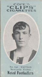 1910 Cope Brothers Noted Footballers #192 Tony Whitson Front