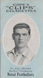 1910 Cope Brothers Noted Footballers #209 Jimmy Spoors Front