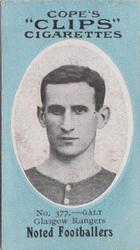 1910 Cope Brothers Noted Footballers #377 Jimmy Galt Front