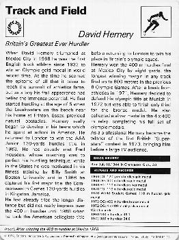 1977-80 Sportscaster Series 1 (UK) #01-14 David Hemery Back