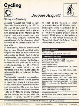 1977-80 Sportscaster Series 4 (UK) #04-04 Jacques Anquetil Back