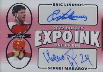 2022 Leaf Expo Ink - Expo Exclusive Dual Autographs Pink #EID-06 Eric Lindros / Sergei Makarov Front