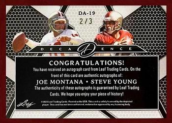 2022 Leaf Decadence - Dual Autographs Red #DA-19 Joe Montana / Steve Young Back