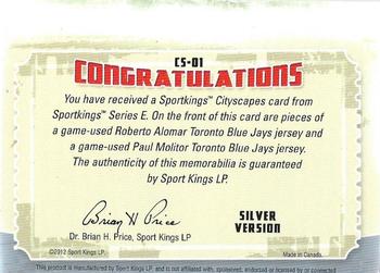 2015 Leaf Sportkings Vault - 2012 Sportkings Series E Cityscapes Silver #CS-01 Roberto Alomar / Paul Molitor Back