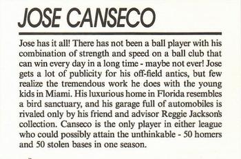 1992 National Sports Monthly (unlicensed) #NNO Jose Canseco Back