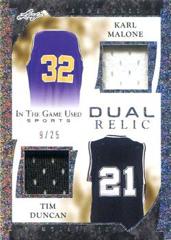 2022 Leaf In The Game Used Sports - Game Used Dual Memorabilia Pattern Silver #GDM-10 Karl Malone / Tim Duncan Front