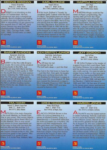 1998 Sports Illustrated for Kids - Panels #730-738 Dennis Rodman / Karl Malone / Martina Hingis / Barry Sanders / Ken Griffey Jr. / Jeff Gordon / Mia Hamm / Greg Maddux / Marion Jones Back